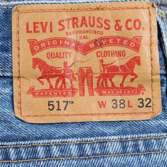 Levi’s 517 Jeans Mens 38x32 Light Blue Bootcut 100% Cotton Zip Fly - Picture 9 of 13